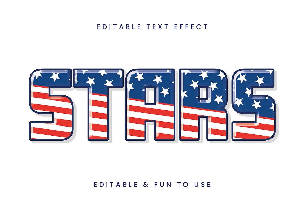 USA Flag Pattern 3D Text Effect