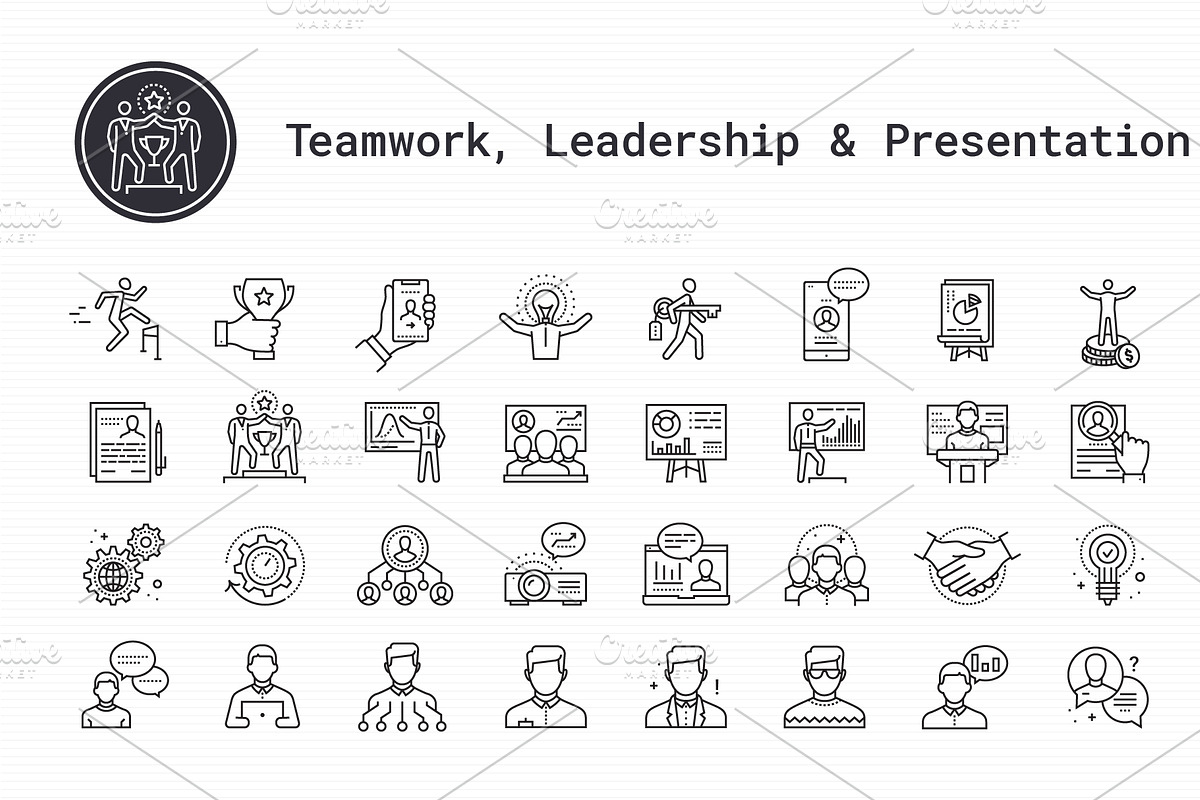 Teamwork, Leadership & Presentation, an Outline Icon by Nuburu (Photo 1 of 5)