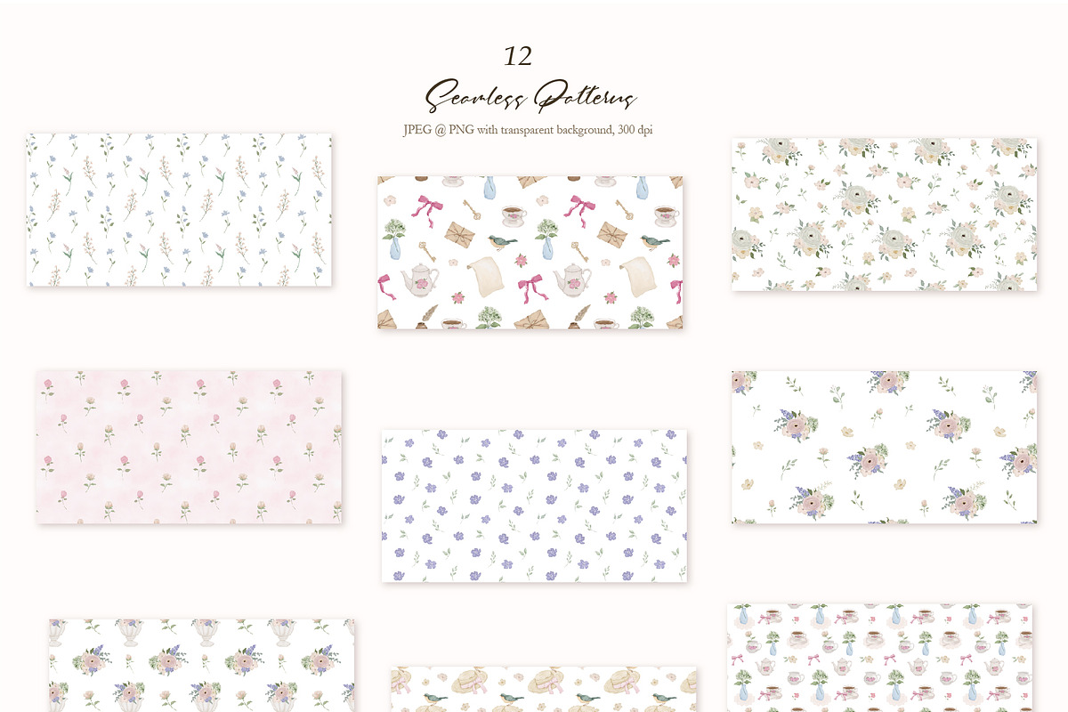 Cottagecore Vintage Floral Clipart, a Decorative Illustration by ElenaPlatovaArt (Photo 3 of 14)