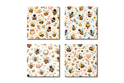Lovely Bee Pattern Digital Papers, a Pattern Graphic by Dizzy Art Studio (Thumbnail 3 of 3)
