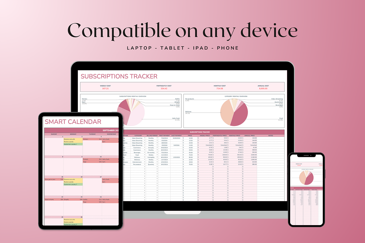 Subscriptions Tracker - Red, a Templates & Theme by The Creative Plans co (Photo 7 of 10)