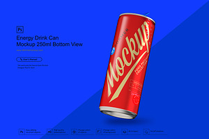 Energy Drink Can Mockup 250ml Bottom