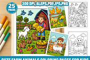 Cute Farm Animals Coloring Page, an Animal Illustration by Coco Bloom (Thumbnail 1 of 4)