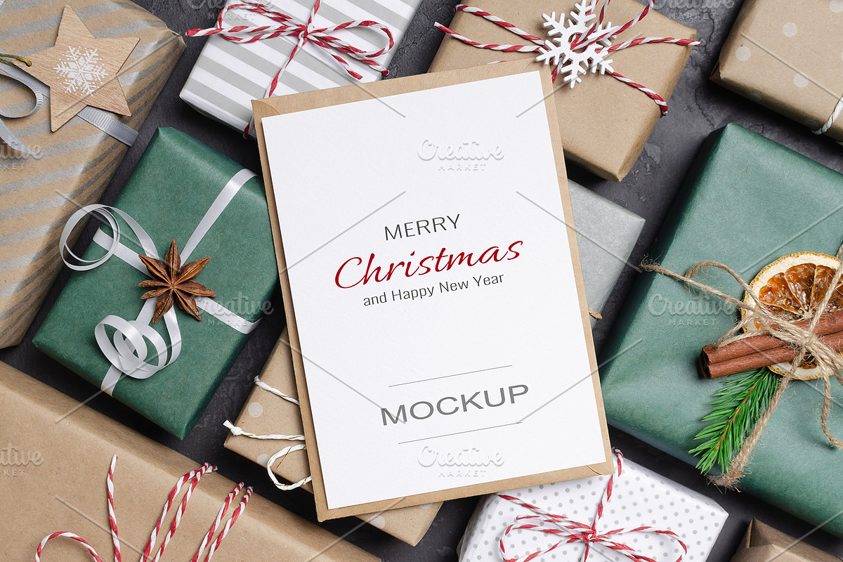 Christmas Greeting Card Mockup, a Product Mockup by nika-vera