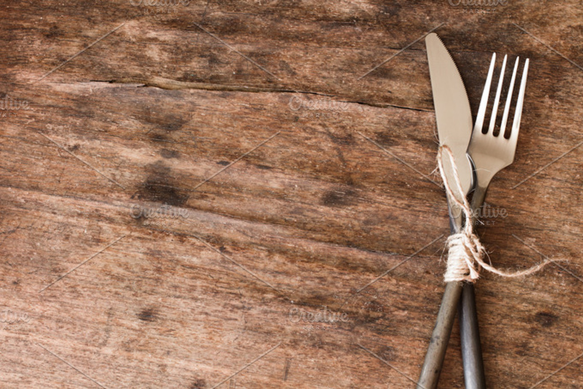 old fork and knife tied with a rope, a Food & Drink Photo by Naltik (Photo 1 of 2)