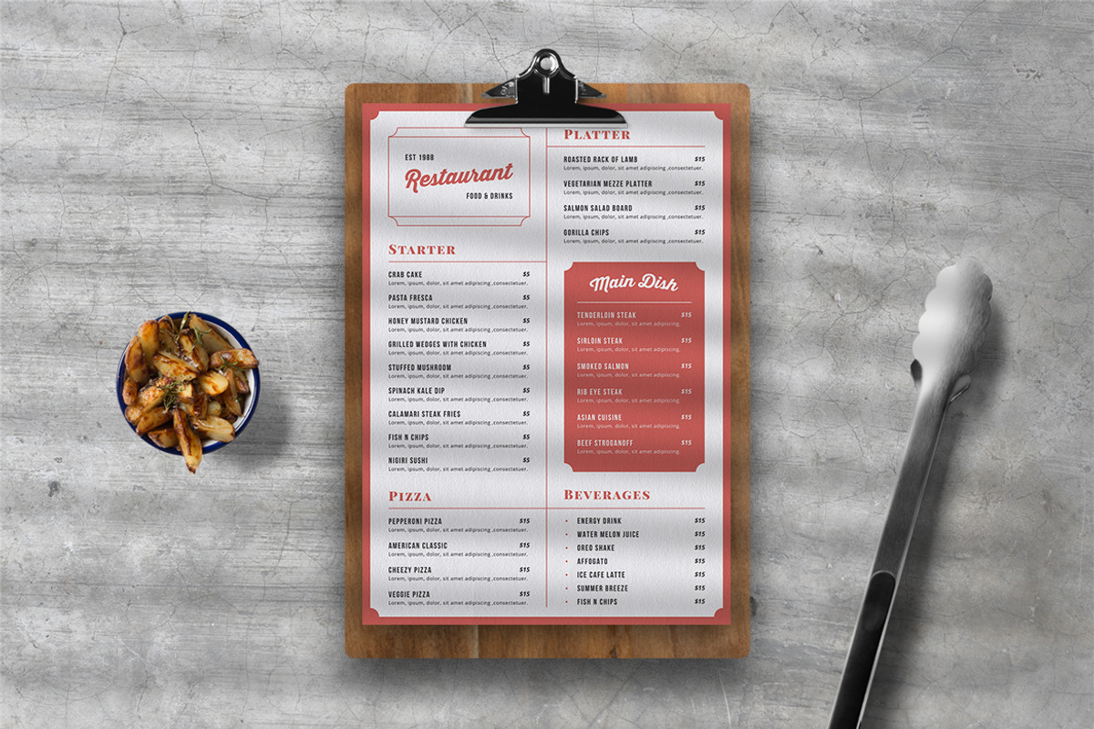 Classic Food Menu, a Print Template by The Savory Directors (Photo 3 of 3)
