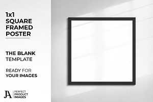 Square 1x1 Framed Poster Mockup