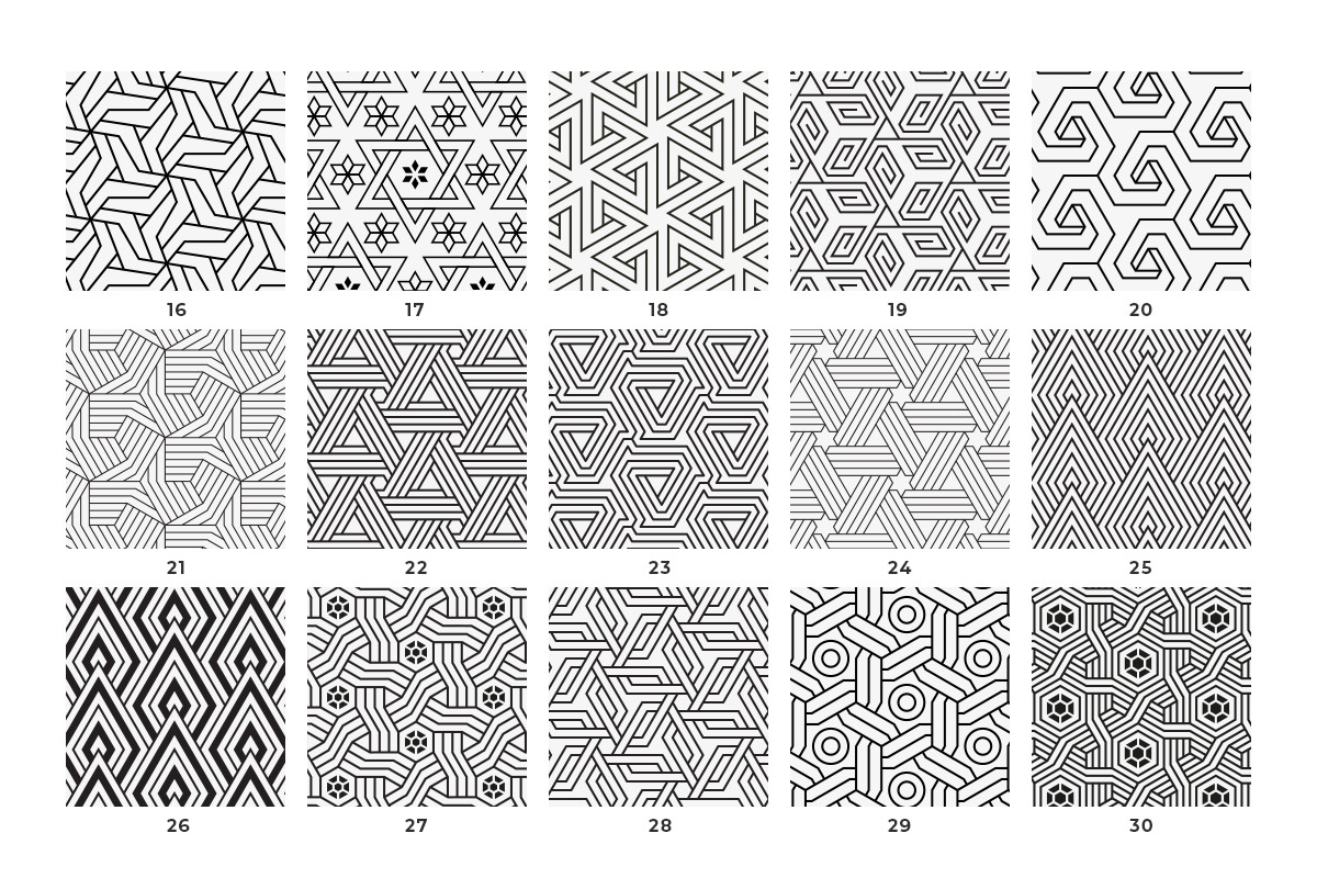 GeoMono Geometric Pattern Set, a Pattern Graphic by GraphicsEgg (Photo 5 of 6)