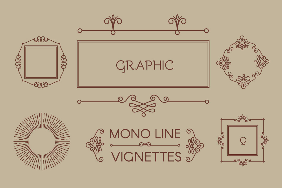 Vintage Vignettes Set. Vector,Raster, an Illustration by feaspb