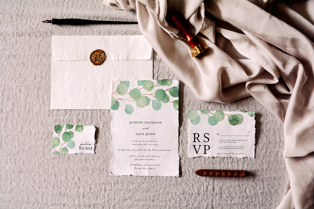 Dreamy Eucalyptus Wedding Suite, an Invitation Template by Knotted Design (Photo 6 of 6)