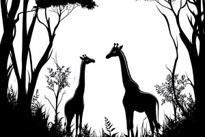 Two Giraffes Silhouetted in African, an Animal Photo by Pixeness Studio