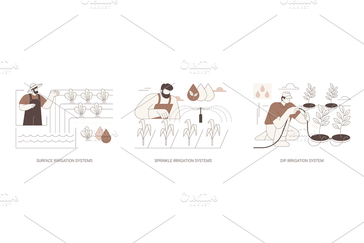 Irrigation systems isolated cartoon, an Illustration by Visual Generation