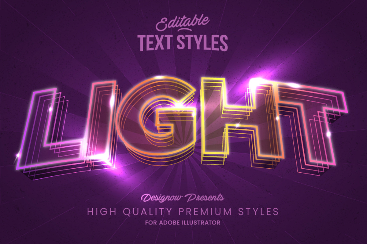 Neon Lights 3D Text Style, a Layer Style Add-On by Designow Group
