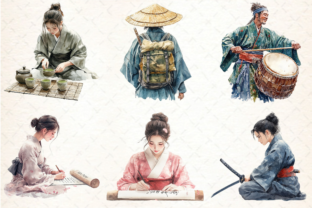 Vintage Japanese People, an Illustration by DreamCafeArt (Photo 3 of 7)