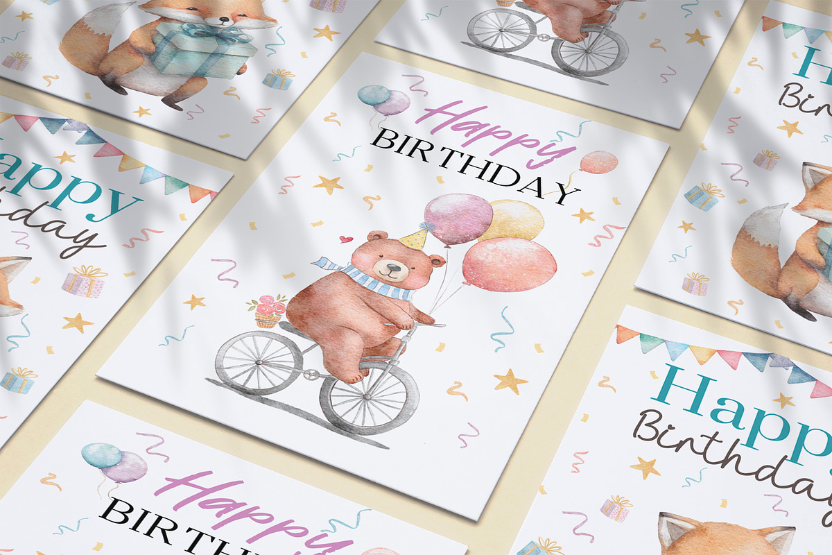 Happy Birthday watercolor collection, a Decorative Illustration by AlineArtStore (Photo 7 of 13)