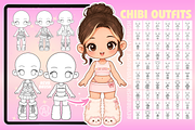 Chibi Procreate Outfit Pose brushes, a Brush Add-On by Revabrush (Thumbnail 2 of 18)