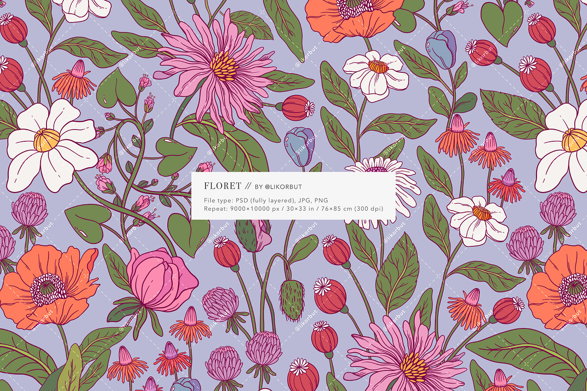Elegant Floral Patterns: Botanical, a Pattern Graphic by likorbut (Photo 2 of 21)