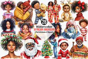 African American Christmas Clipart, an Illustration by Canvas Craft