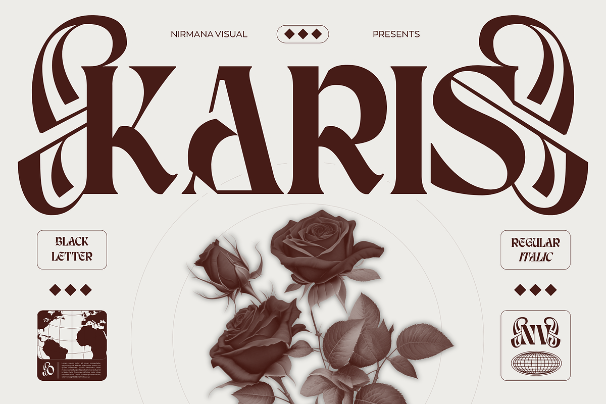Karis Blackletter - Logo Font, a Blackletter Font by Nirmana Visual (Photo 1 of 14)