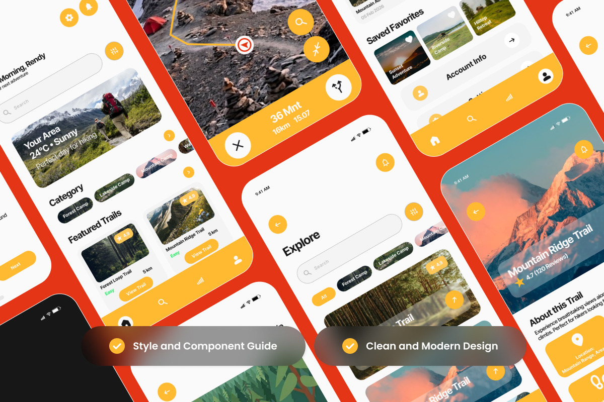 TrailNest - Camping & Hiking Mobile, an App Template by productype1 (Photo 3 of 5)