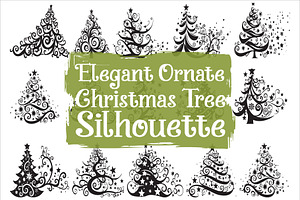 Decorative Holiday Tree Silhouette, an Illustration by hafijul