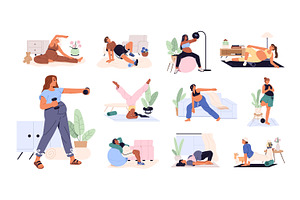 Pregnancy sport exercise, yoga set, a Person Illustration by PaperTrident
