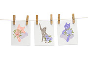 Watercolor Flowers & Cats collection, an Animal Illustration by Kira Konoshenko (Thumbnail 4 of 20)