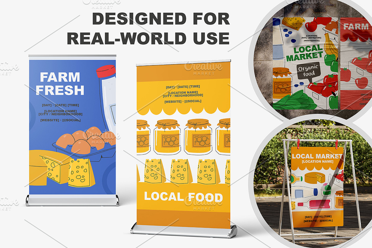 Local Market Poster Templates, a Food Illustration by Popova (Photo 4 of 6)