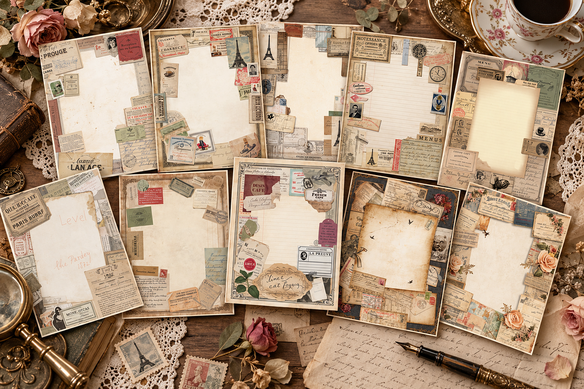 Vintage French Cafe Junk Journal, a Background Graphic by Printable Treasure (Photo 2 of 3)