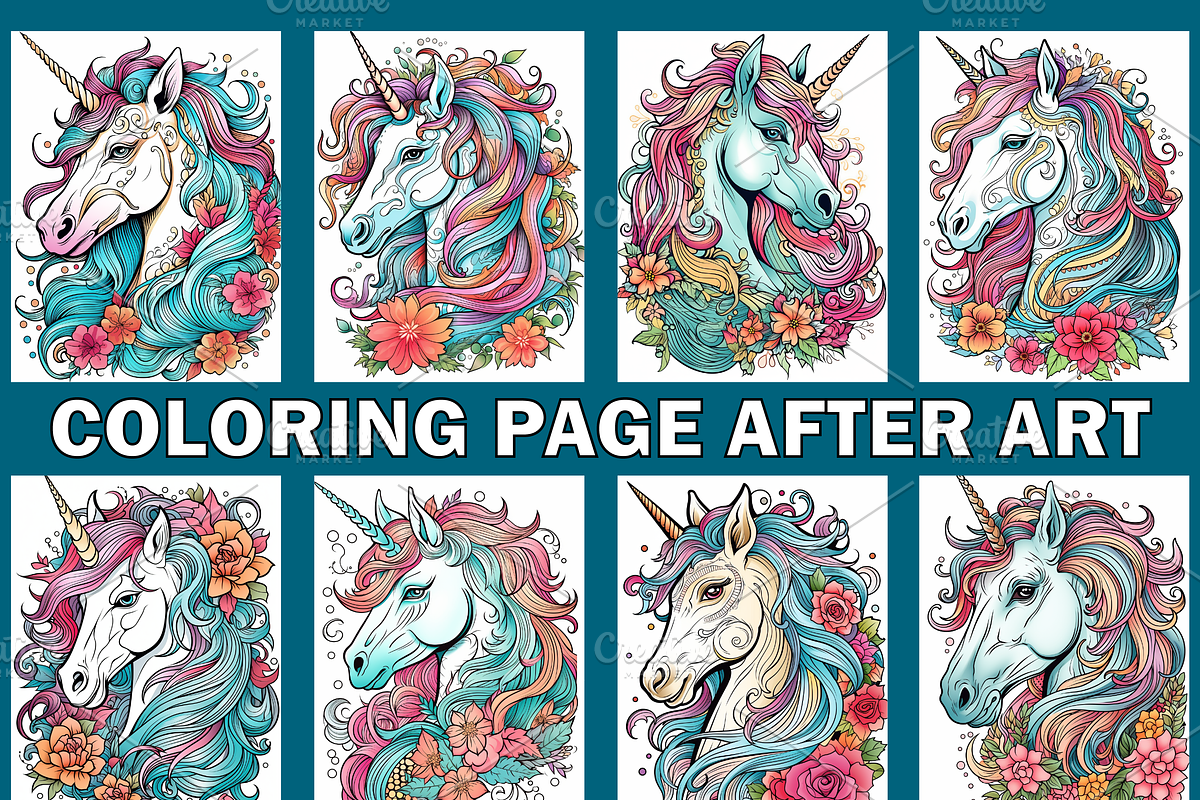 Floral Unicorn Coloring Pages For Ad, a Stationery Template by Design Station (Photo 4 of 5)