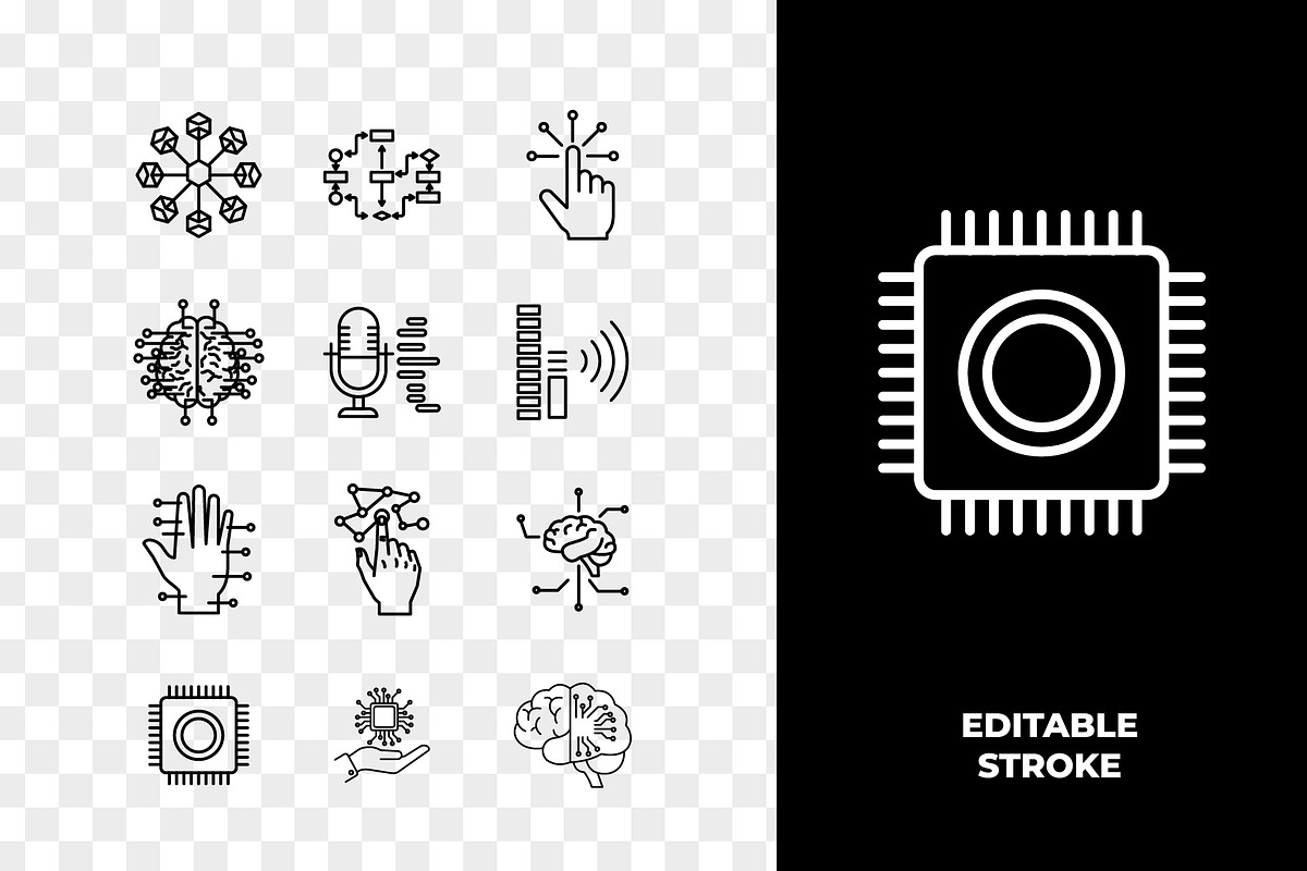 Artificial Intelligence Line Icon, an Outline Icon by Unique Design Team (Photo 2 of 3)
