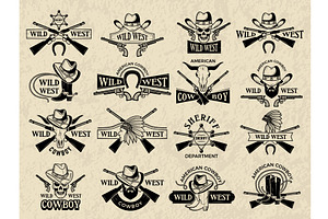 Wild West Badges. Cowboy And Sheriff