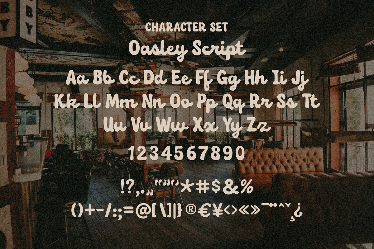 Oasley – Nostalgic Script Typeface, a Script Font by Creacy Studio (Photo 9 of 9)