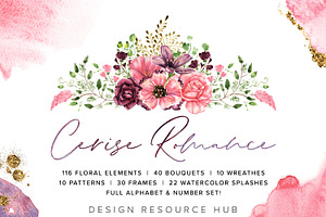 Watercolor Pack: Cerise Romance