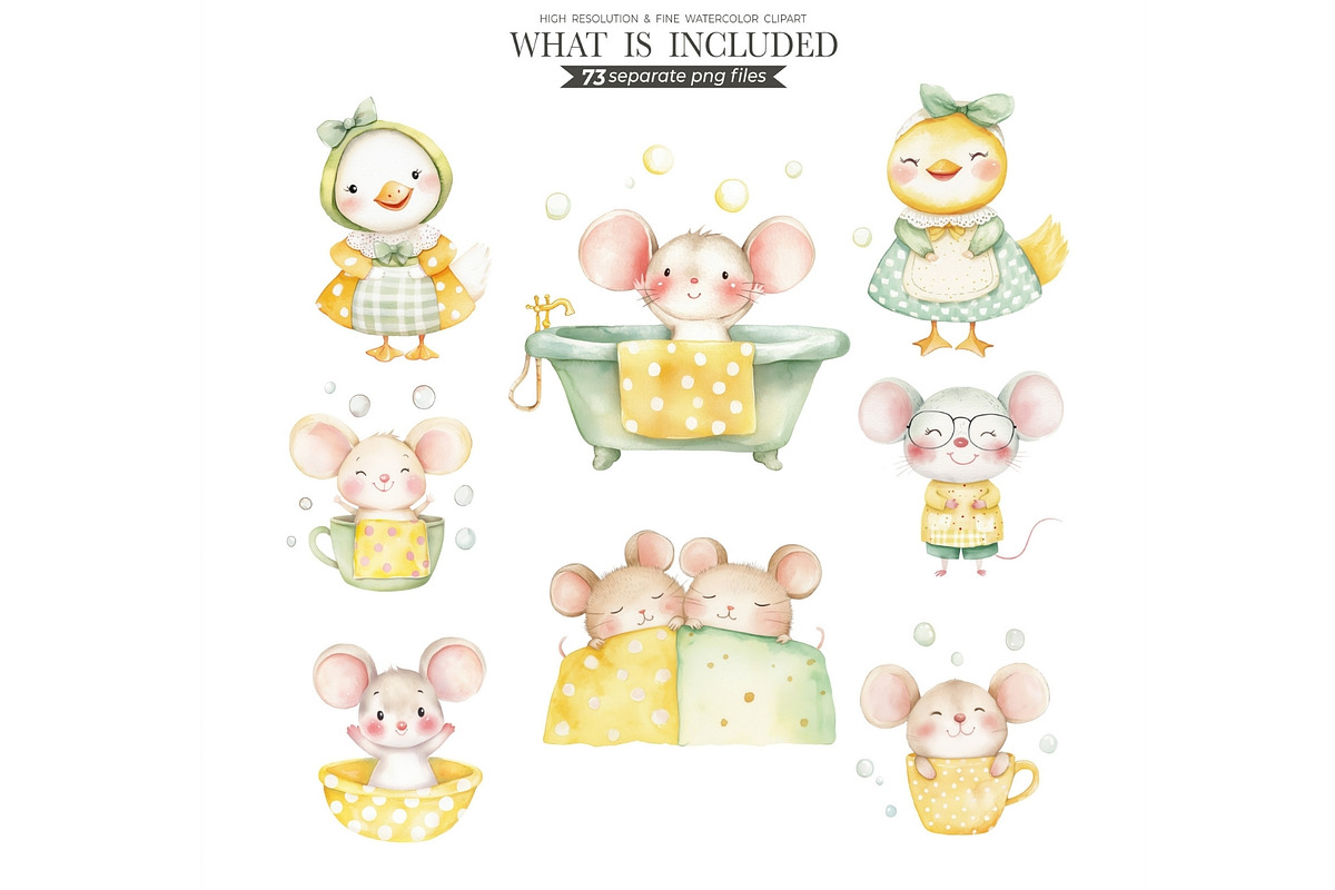 Mouse Clipart Watercolor PNG, an Animal Illustration by CharmClipart (Photo 3 of 8)