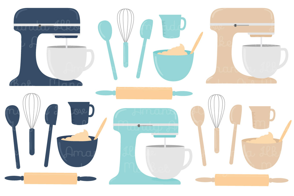 Blue Kitchen Baking Clipart, an Illustration by Amanda Ilkov (Photo 3 of 4)