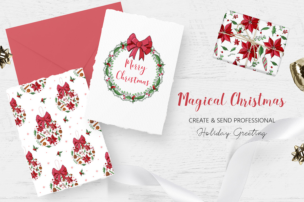 Christmas wreath creator and pattern, an Illustration by Jermolina Mockups (Photo 7 of 8)