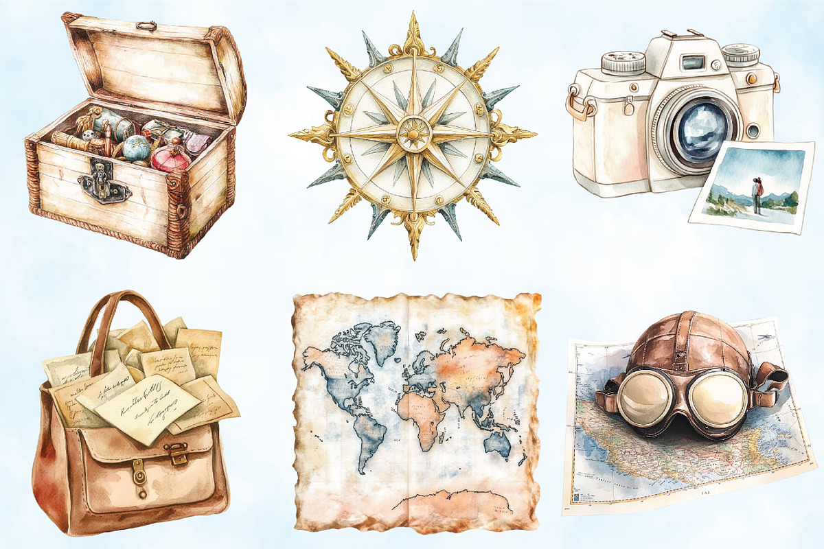 Watercolor Antique Ivory Travel PNG, an Illustration by Craft Nest (Photo 3 of 5)