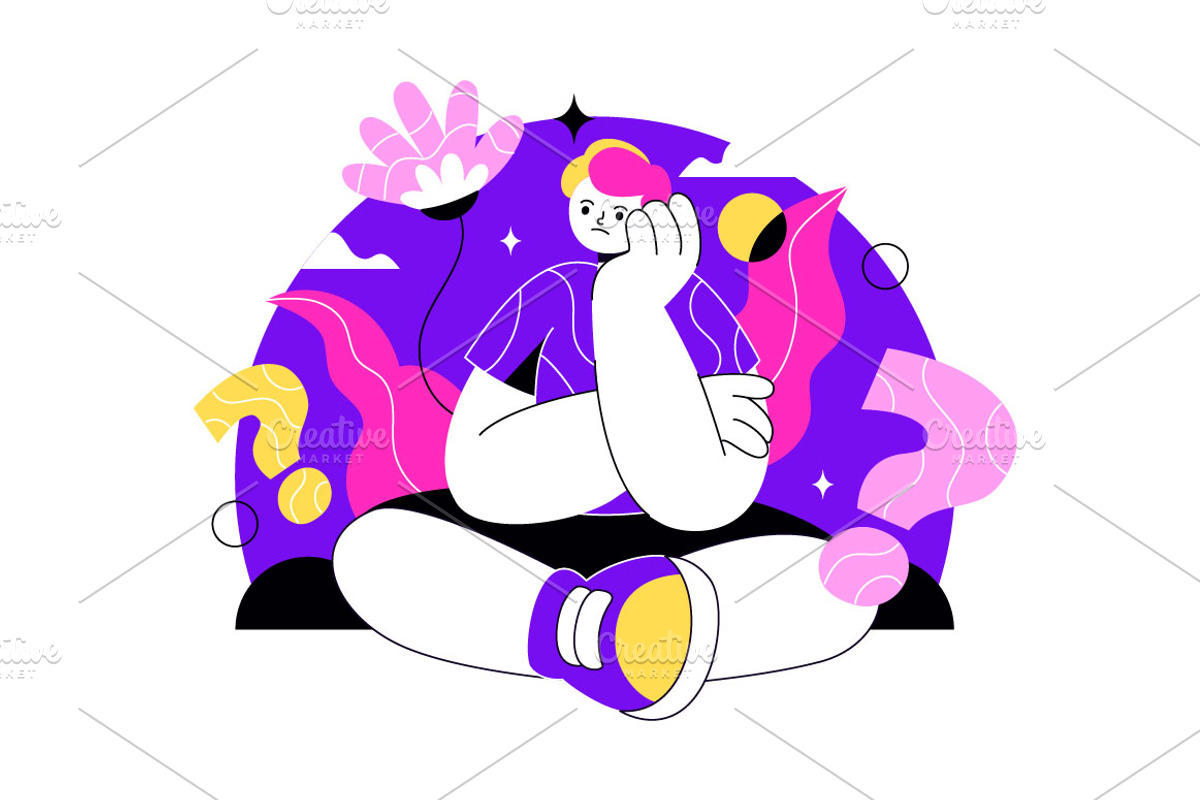 4 Thinking Vector Illustration, a Person Illustration by denayunebgt