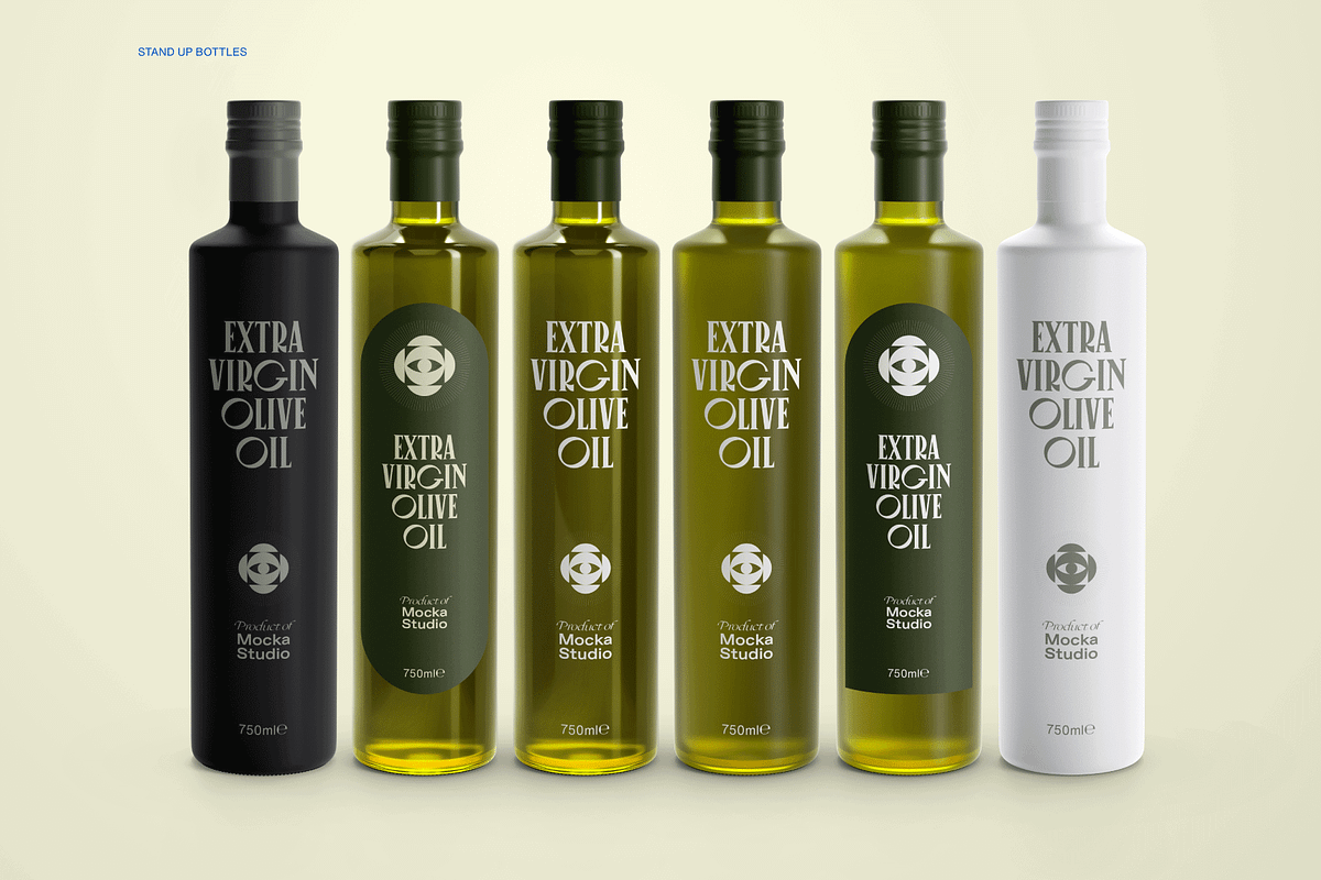 Olive Oil bottles Mockup Pack, a Packaging Mockup by Mocka Studio (Photo 2 of 8)