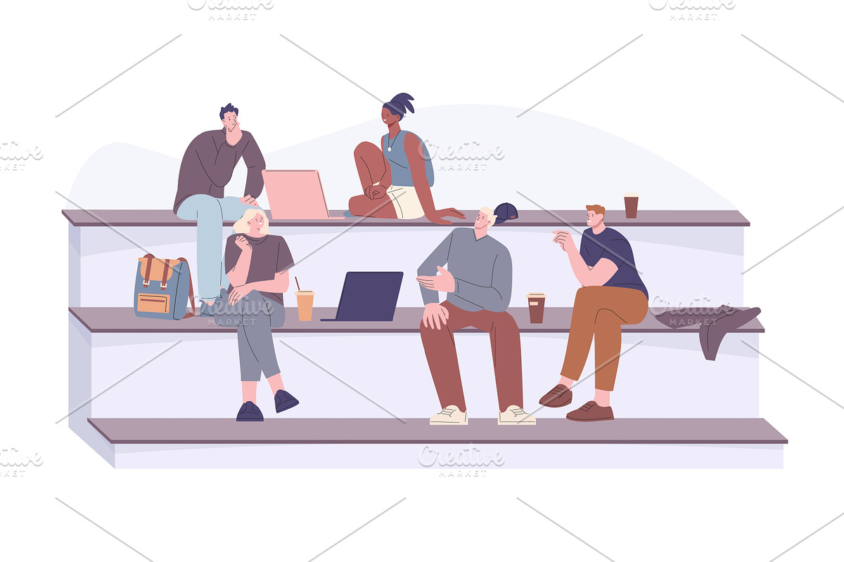 Students doing project together, an Education Illustration by Valerie Bodnar