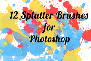 12 Color Splatter Photoshop Brushes