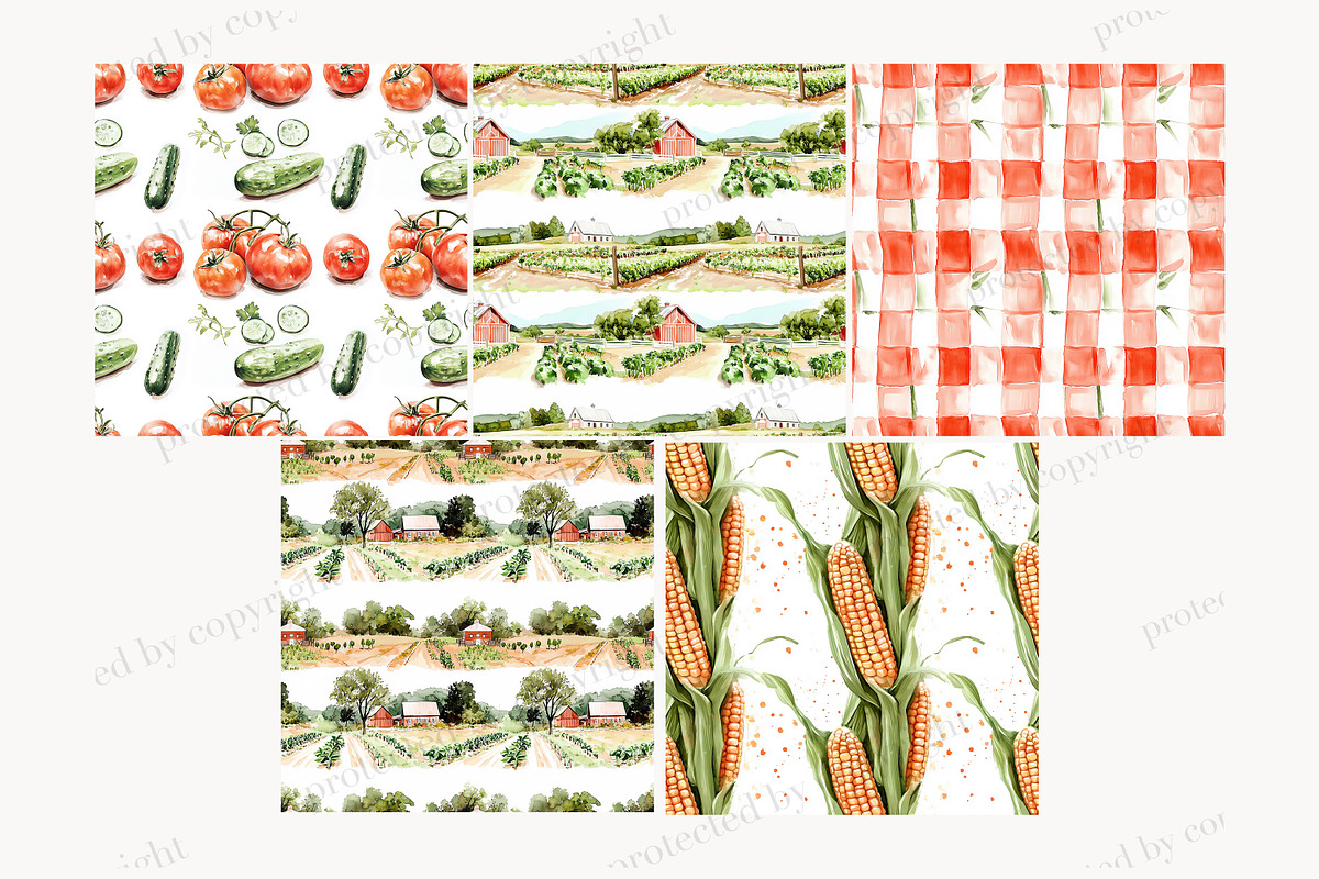 Farm Digital Paper Pattern Bundle, a Pattern Graphic by GlamArtZhanna (Photo 4 of 4)