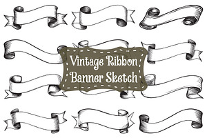 Vintage Ribbon Banner Sketch, an Illustration by Gfx_Store