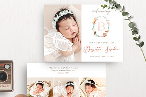 Baby Birth Announcement BA005, an Invitation Template by Bellenity Design