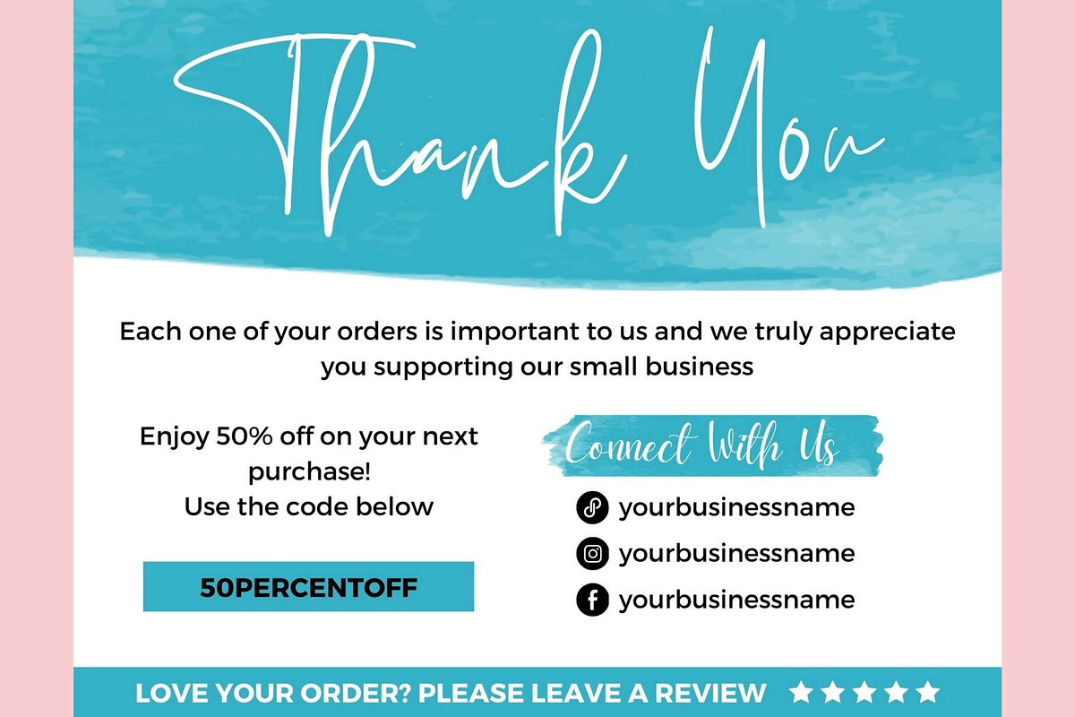 Thank you order card blue Canva 12, a Card Template by bonadigitals (Photo 2 of 3)