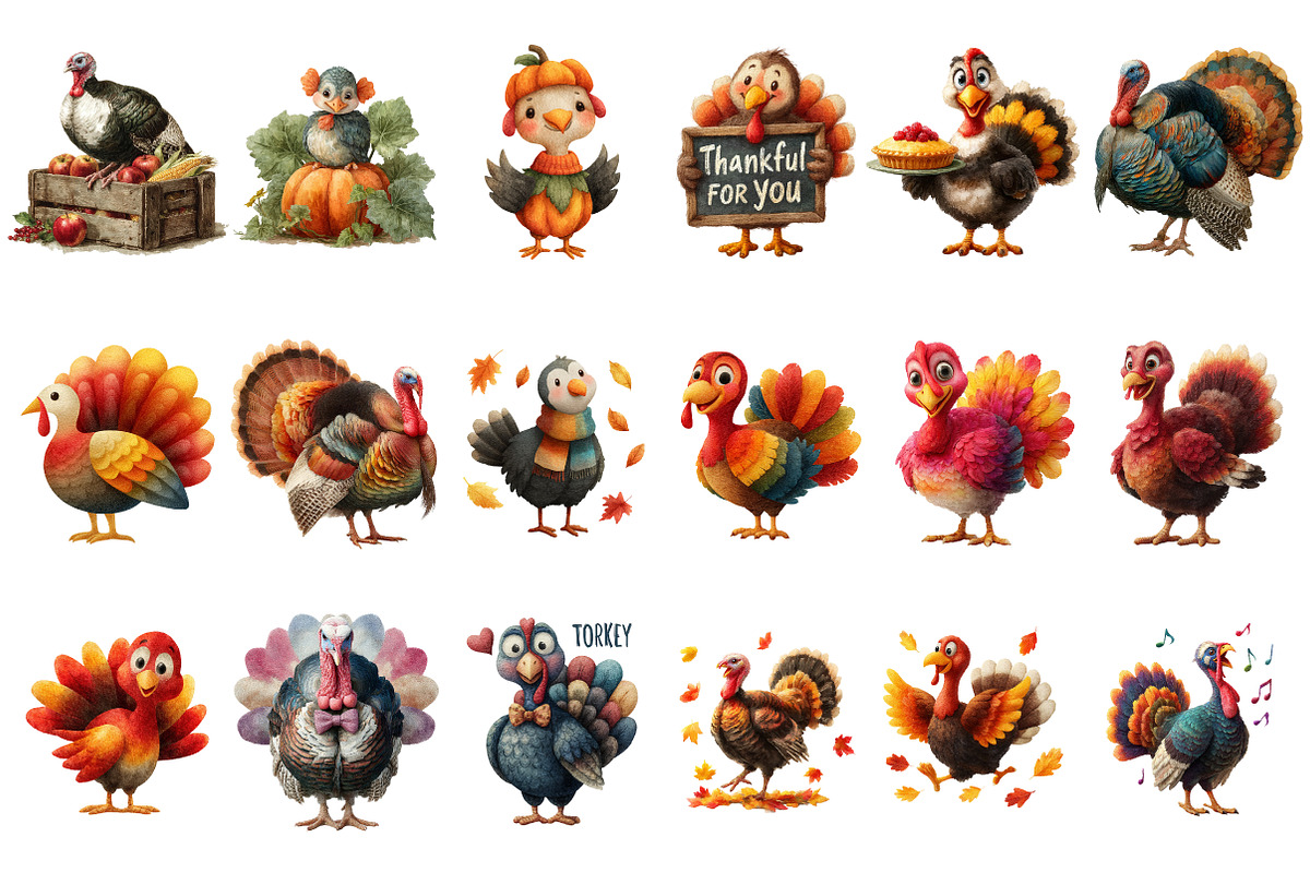 Thanksgiving Turkey Clipart, an Illustration by Craft Nest (Photo 2 of 4)