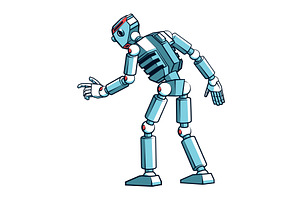 Robot shown from the back, pressing