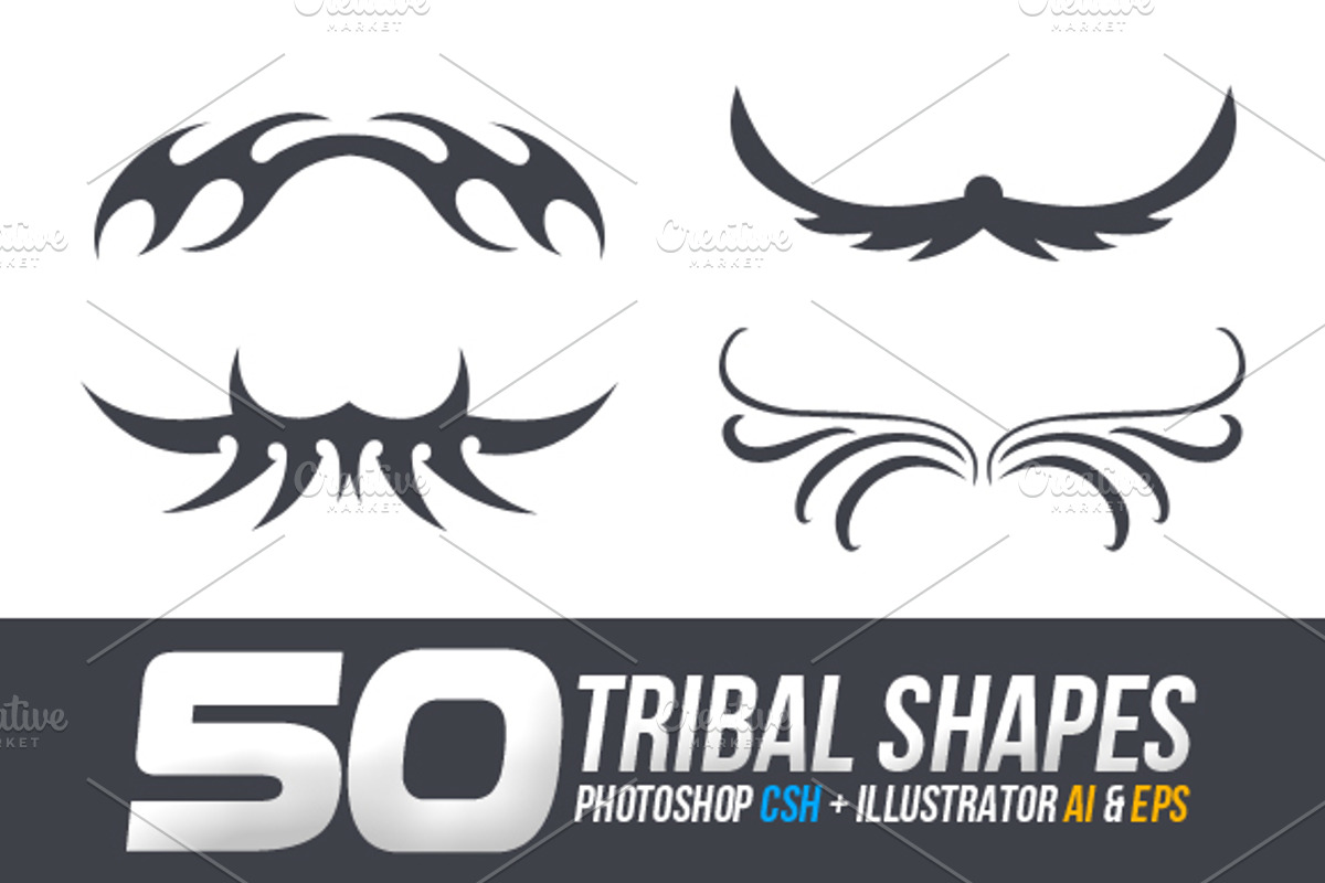 50 Tribal Custom Shapes, a Shape Add-On by VectorMedia (Photo 1 of 2)