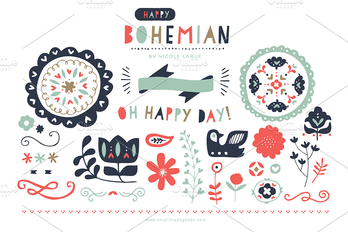 Happy Bohemian (Clipart), an Illustration by Small Made Goods